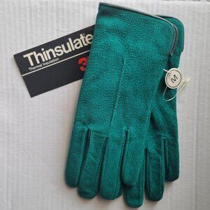 NWT Teal Blue Suede Gloves, Ladies Size Medium, Thinsulate Lining